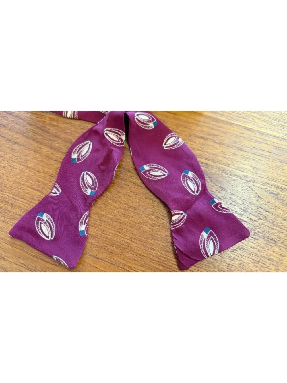 Vintage Polo By Ralph Lauren Mens Adjustable Bow Tie Burgundy Geometric Silk USA